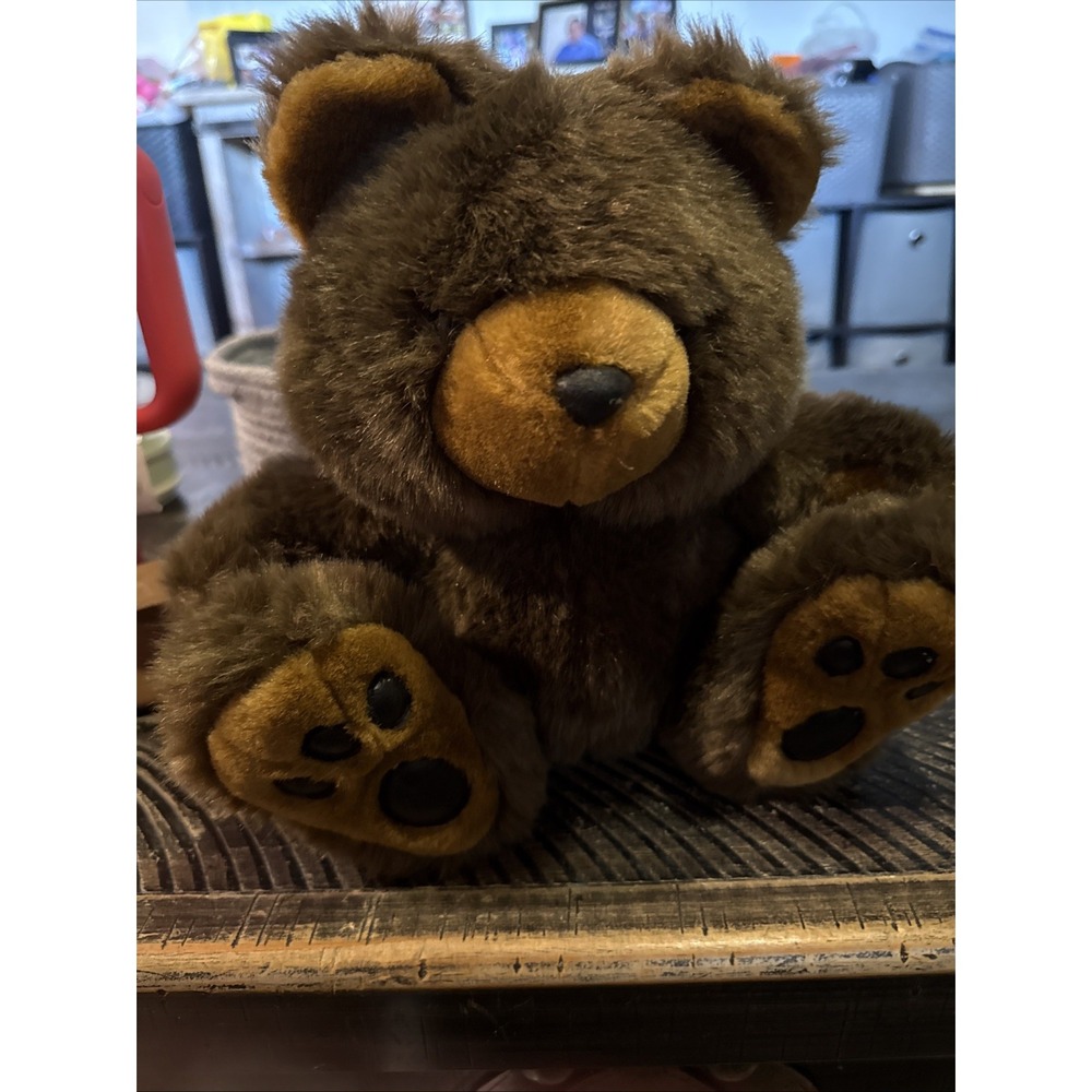 Vintage Chosun Brown TEDDY BEAR Stuffed Animal Dark Brown Plush Toy Korea